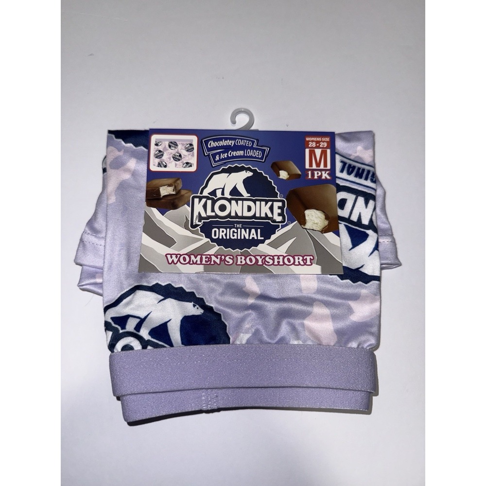 Klondike Women Boyshort Medium Ice Cream Novelty Gift Funny Lavender Bear NWT